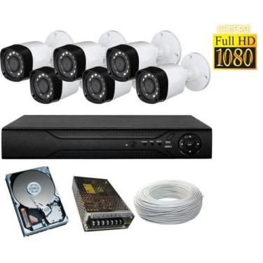 Imagem de Kit 6 Cameras Segurança 1080 Full Hd 2 Mp Dvr 8 Canais Multi Hd 8ch Al