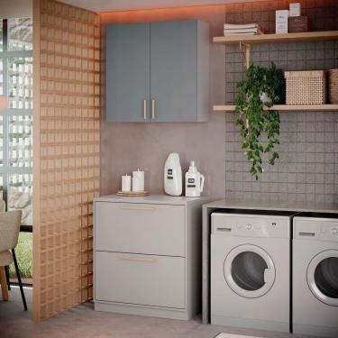 Imagem de Conjunto De Armário Aéreo E Balcão Itatiaia 3 Portas Fendi/gris