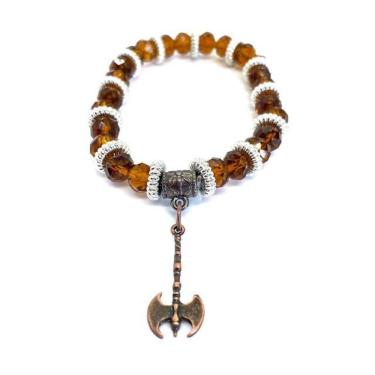 Imagem de Pulseira Xangô Marrom Machado Cristal E Silicone