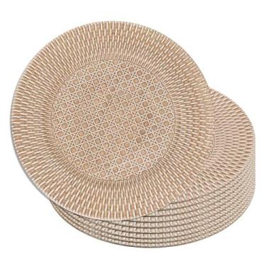 Imagem de Jogo 10 Sousplat Redondo de Plástico Wolff com Textura de Rattan Bronz