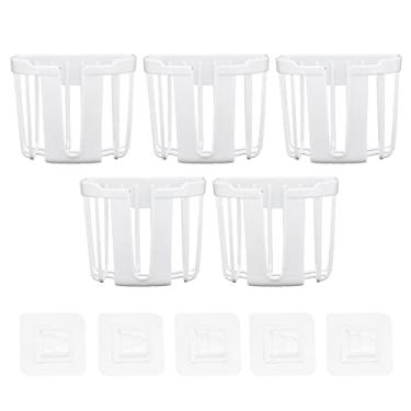 Imagem de Suporte de rolo de tecido oco montado na parede sem perfuradores para prateleira de papel higiênico adesivo pendurado rolo de tecido para banheiro cozinha plástico transparente (Branca)