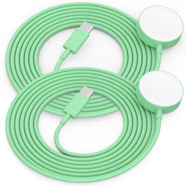 Imagem de Amasuki Pacote com 2 USB C para carregador magnético sem fio portátil compatível com Watch Ultra2 Ultra Series 10/9/8/7/6/SE/SE2/5/4/3/2/1-[1m/verde]