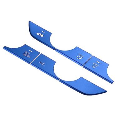 Imagem de VekAuto 6 peças painel interior do carro painel AC botão interruptor capa decoração acabamento compatível com Honda CR-V 2023, liga de alumínio durável azul