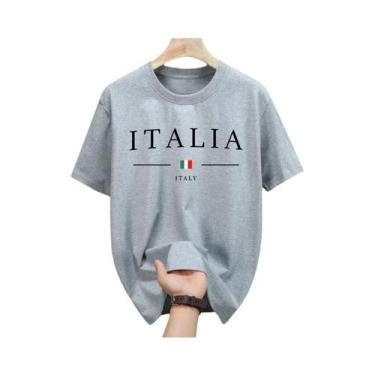 Imagem de Camiseta Masculina 100% Algodão Verão Moda Italiana Gola Redonda Manga