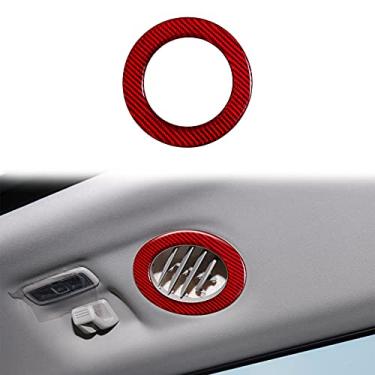 Imagem de nuoozy Acabamento da tampa do painel da moldura da saída de vento do ar condicionado traseiro de fibra de carbono compatível com Ford Explorer 2020 2021 2022 acessórios interiores vermelho (4 peças)