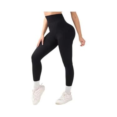 Imagem de Calças De Yoga Sem Costura De Cintura Alta, Efeito Bumbum De Pêssego, 