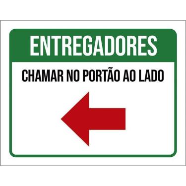 Imagem de Kit 3 Placa Acm Entregadores Chamar Portão Esquerda 18X23