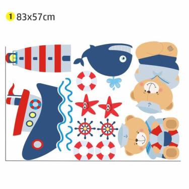 Imagem de Adesivo de Parede Urso Marinheiro 83x57 quarto infantil - escolhidopor