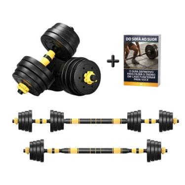 Imagem de Kit Halteres 3 em 1 Ajustável até 20kg Musculação + E-book - Ahead Spo