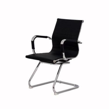 Imagem de Cadeira Escritório Interlocutor Stripes Fixa Pu Preta - WAW DESIGN