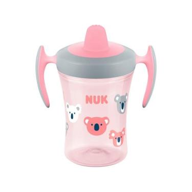Imagem de Copo Trainer NUK Evolution Bico TPE 230ml Antivazamento, Rosa, Panda
