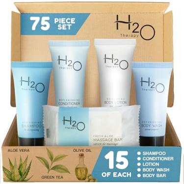 Imagem de H2O Therapy Hotel Soaps & Toiletries Bulk Set,1-Shoppe Amenities Kit,0.85oz Shampoo & Conditioner, Body Wash, Lotion, 1oz Bar Soap,Travel Size,75 Pieces