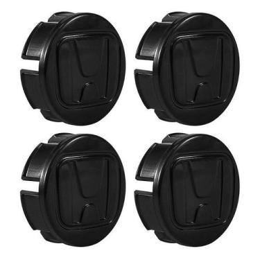 Imagem de Jogo de Calotas 58mm Centro de Roda Honda FIT Civic City WRV Preto Bri