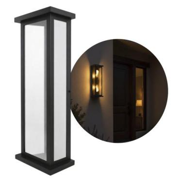 Imagem de Arandela Retrô Preta 50cm 3 Vidros Reflecta p/ 2xE27 Parede Muro Exter