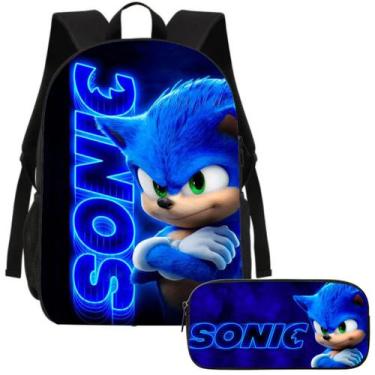 Imagem de Kit Mochila e Estojo Escolar Sonic Volta as Aulas - Genérica