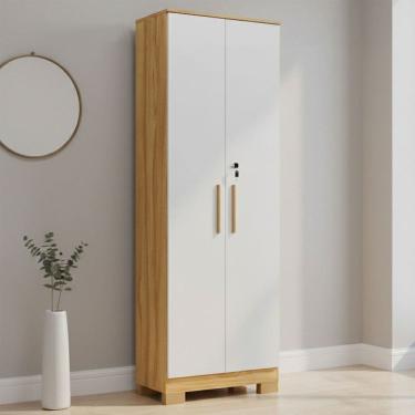 Imagem de Armário Multiuso Bordo 2 Portas 100% Mdf Amêndoa/Branco - Rio Doce