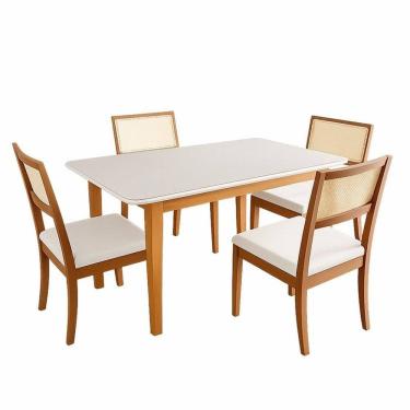 Imagem de Mesa com 4 Cadeiras Madeira Maciça Tampo Mdf e Vidro Tangará Cabecasa Madeiraoriginals...