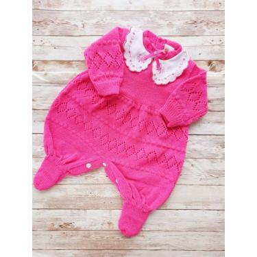 Imagem de Macacão Bebê Em Trico Bordado Com Pé Luxo Menino e Menina - LUBABY, UN