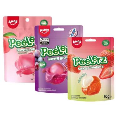 Imagem de Bala Descascável 3D Peelerz Gummy Pêssego Uva Morango 3 Unid - Amos