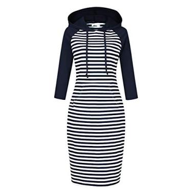 Imagem de MISSKY Casual feminino, Mangas raglan/azul marinho e branco 16#, M