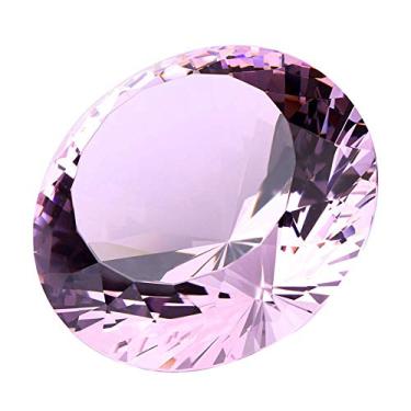 Imagem de Decoração em forma de diamante de vidro cristal 80 mm Peso em papel joia, ideia de decoração de presente para o Natal, Ação de Graças, rosa