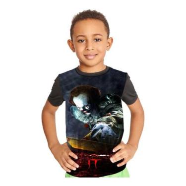 Imagem de Camiseta Infantil Pennywise Palhaço Assassino Ref:466 - Smoke