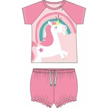 Imagem de Pijama Curto Bebê Menina RN a GG Algodão Tip Top