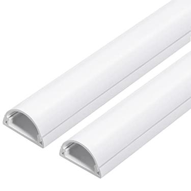 Imagem de ZhiYo Escondedor de cabo de TV de 78 polegadas para TV montada na parede, corretivo de cabo de parede autoadesivo, capas de fio pintáveis para cabos, capa de cabo branco, pista de meia volta para chão - 2 x C 39 x 2,5 cm (L) x 1,1 cm (A)