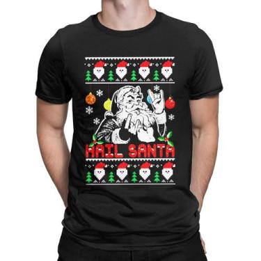 Imagem de Camisa Camiseta Unissex Hail Santa Rock N' Roll Natal Papai Noel - T S