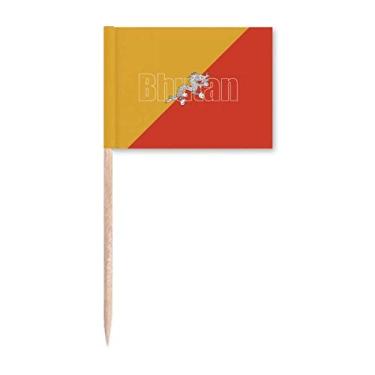 Imagem de Bandeira do país do Butão com nome Art Deco presente moda palito de dente bandeiras marcadoras decoração de festa