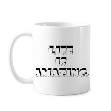 Imagem de Caneca moderna Life Is Amazing Art Deco presente cerâmica cerâmica xícara de café porcelana louça
