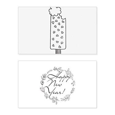 Imagem de Black Outline coração picolés sorvete ano novo festival cartão felicitações mensagem presente