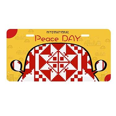Imagem de DIYthinker Placa de licença com textura vermelha estilo mosaico Rússia etiqueta decoração de carro dia da paz
