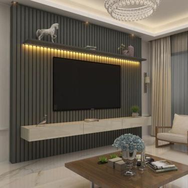 Imagem de Painel para TV até 85 Polegadas 3 Gavetas Led Ripado 230 Nobre Gelius