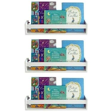 Imagem de Prateleira Infantil Pabimi – Kit com 3 Peças de 60 cm | Porta Livros e Brinquedos de Parede | MDF Premium Fosco Branco | Enviada Montada