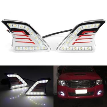 Imagem de 2 peças Luz de LED para carro de corrida diurna luz de neblina DRL para-choque dianteiro 12 V para Toyota Hilux Vigo 2012 2013 2014 2015.-Capa prata