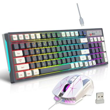 Imagem de CIADAZ L99 2.4G sem fio recarregável teclado mouse combo 96 teclas teclado de membrana RGB Colorful conjunto de mouse para jogos com luz de fundo