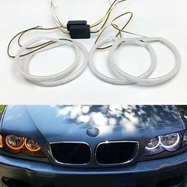 Imagem de DXXLED Kit de iluminação 131 146 LED Angel Eyes Halo Ring compatível com luzes diurnas brancas e setas âmbar para BMW série E46 3 acabamentos de faróis sem xenon, 131 x 2 e 146 x 2