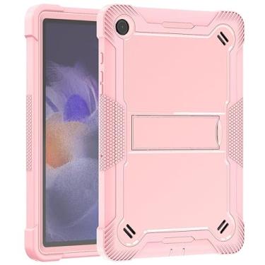 Imagem de JGHYYZD Capa para tablet Samsung Galaxy Tab A9+/A9 Plus 5G 10,9/11 polegadas 2023 (SM-X210/X216/X218), capa protetora híbrida à prova de choque de três camadas com suporte embutido, ouro rosa