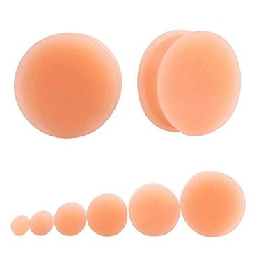 Imagem de NewZenro Manómetros de orelha coloridos de pele de pele de silicone plugues duplos ocultos túneis expansores esticador de silicone piercing corporal joias 2 peças, 11/16"(18mm), Silicone, silicone