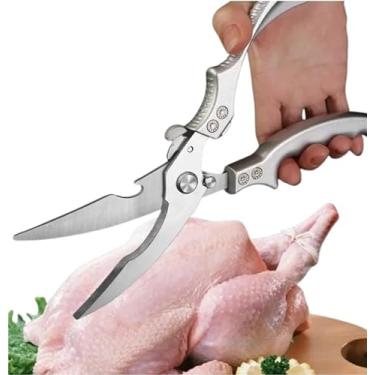 Imagem de Tesoura de Cozinha Inox Multiuso para cortar ossos de frango e peixe, aço inoxidável, 29 cm, 3.8E+2 gramas, Ambidestra