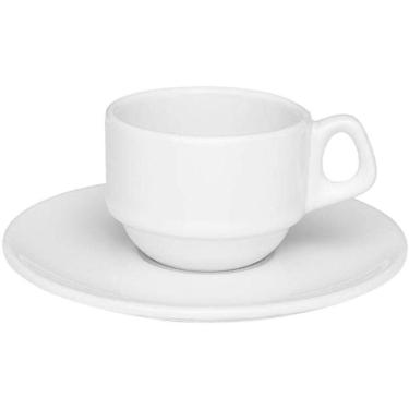 Imagem de Xícara de Cafezinho Empilhável 75ml com Pires Branco Oxford