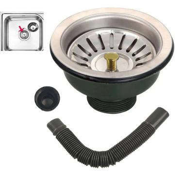 Imagem de Ralo Valvula Dreno de Pia 10x10 Filtro Sifao Tubo de Escoamento Cozinha Lavabo Apartamento