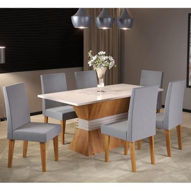 Imagem de Mesa de Jantar Retangular Close Com 6 Cadeiras Venus Cobre/Blonde/Cinza - Casa Giulia