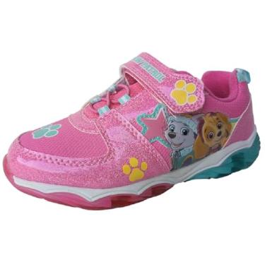 Imagem de Nickelodeon Tênis feminino da Patrulha Canina Skye e Everest Light Up, Rosa/Aqua, 12 Little Kid