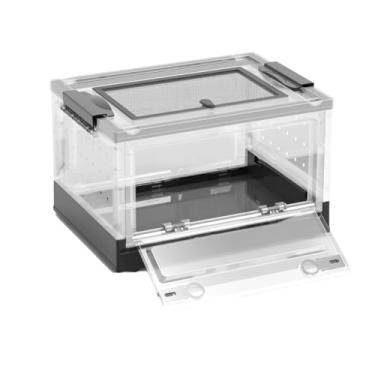 Imagem de Grande tanque de répteis portátil com perspectiva de multiobservação dobrável e polia inferior, habitat ideal para lagartixa, sapo, aranha e assim por diante (preto)