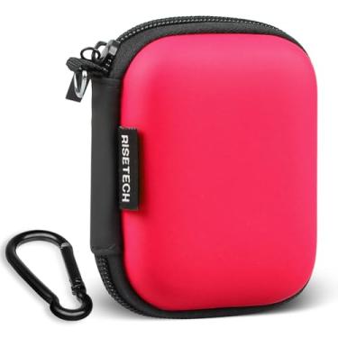 Imagem de Capa para fone de ouvido, RISETECH com suporte para fone de ouvido de EVA rígido, bolsa pequena com zíper compatível com Beats Fit Pro, TOZO T6, Bose Soundsport, EarPods, AirPods, Sony Fones de ouvido com fio com chaveiro, vermelho
