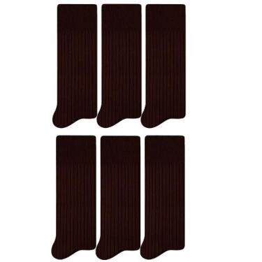 Imagem de 6 Pares De Meias Selene Social 100% Algodão Tecido Canelado Cano Longo
