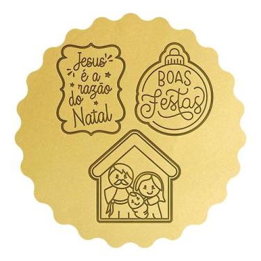 Imagem de Kit 3 Cortadores Presépio Frase Jesus Boas Festas - DOCE IMPRESSO,  7,