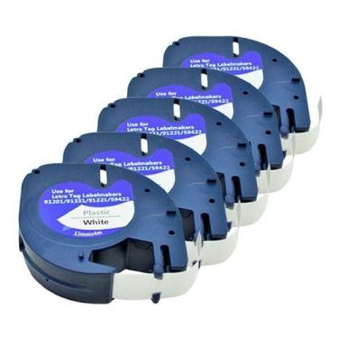 Imagem de 5 X Fita Plástica Rotuladora Dymo Letratag 4m X 12mm  Branco - Label T
